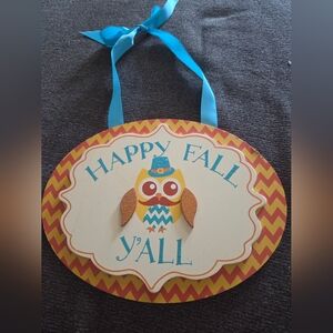 Happy Fall Y'all Owl Wall Hanging